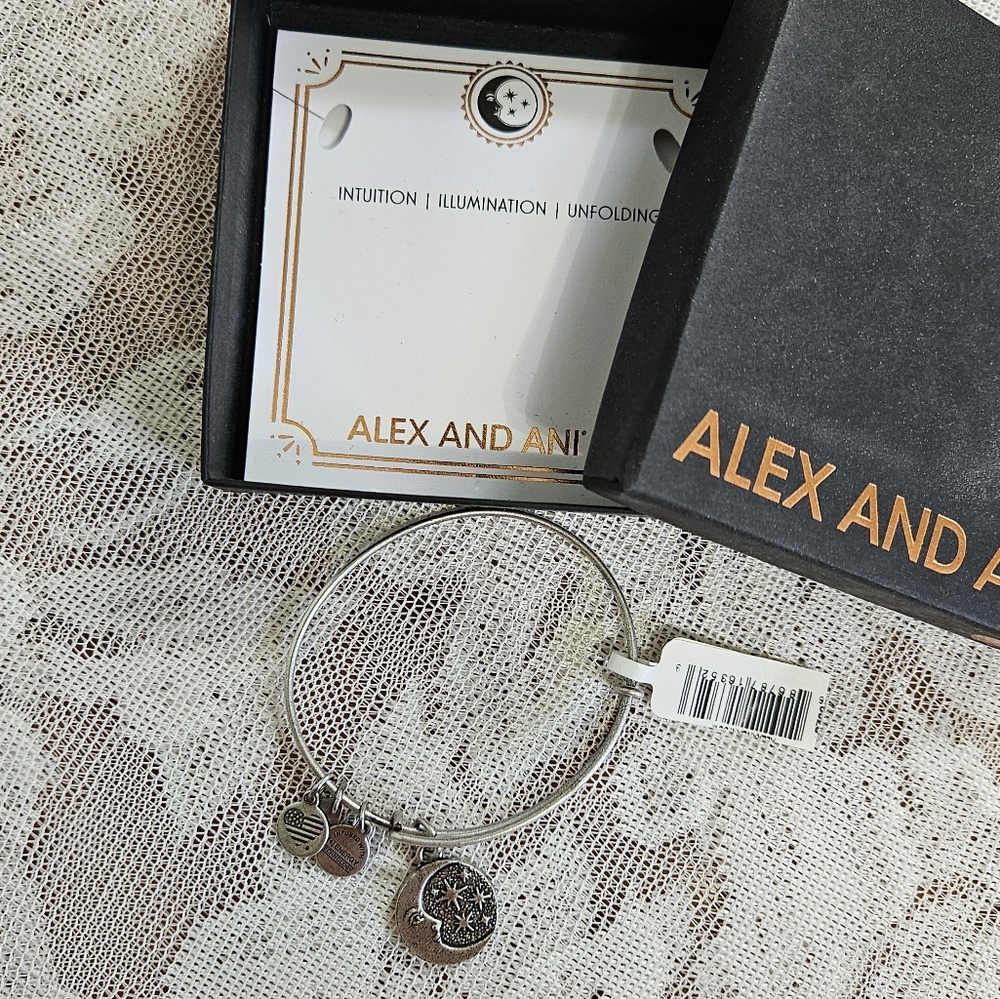 Brand New Alex And Ani Intuition, Ilumination Moon & Stars Charm Bracelet